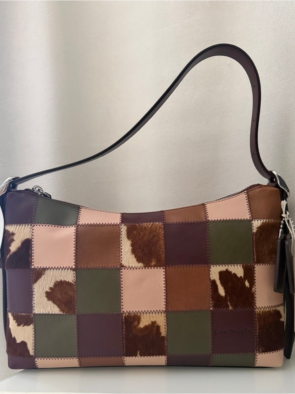 coach coachtopia Alter/Ego Slouchy Shoulder Bag MERLOT / OLIVE cow print